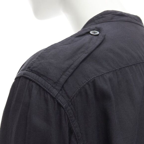 DRIES VAN NOTEN black washed cotton cargo pocket button front shirt FR36 XS